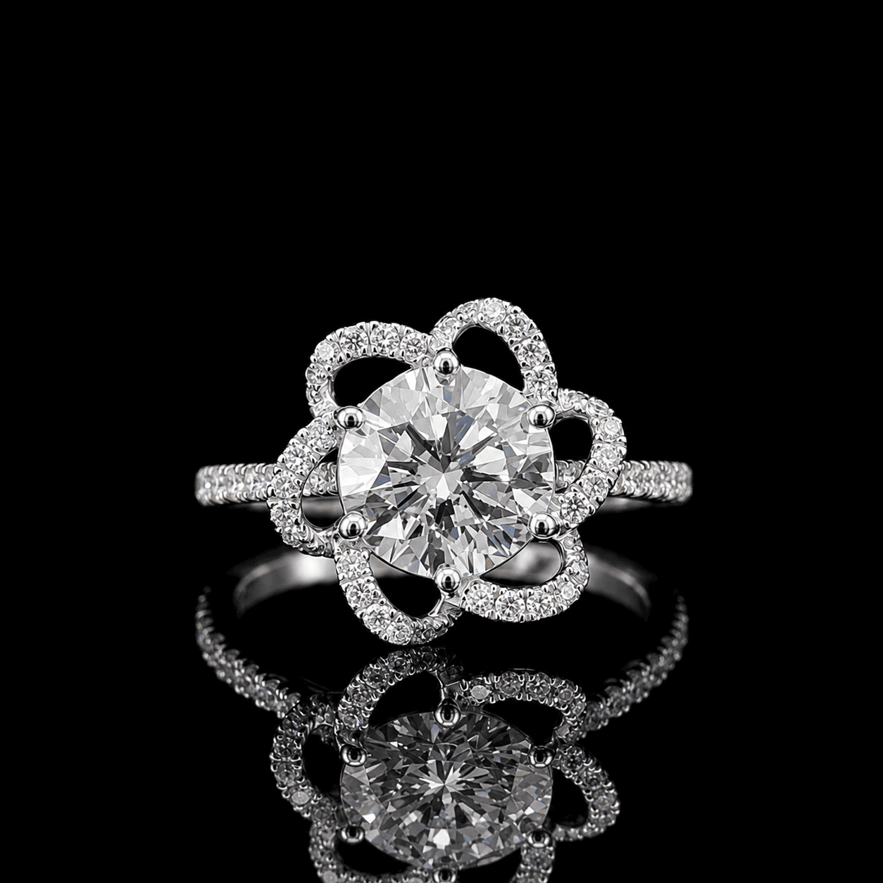 Fleur Swirl Halo Ring