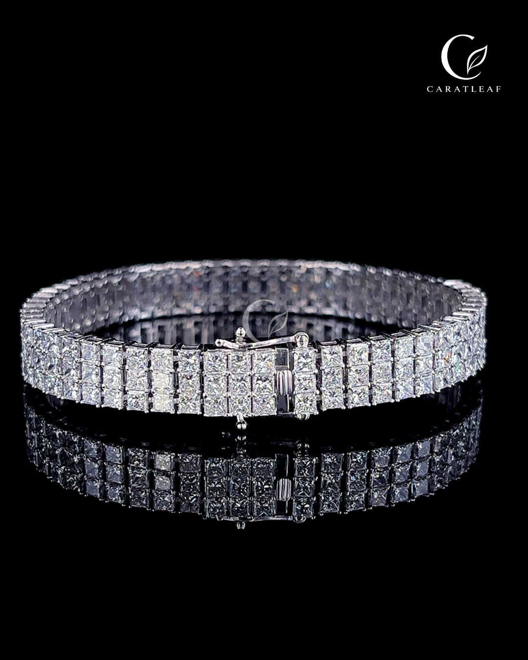 Regal Princess-Cut Three-Row Bracelet - Image 3