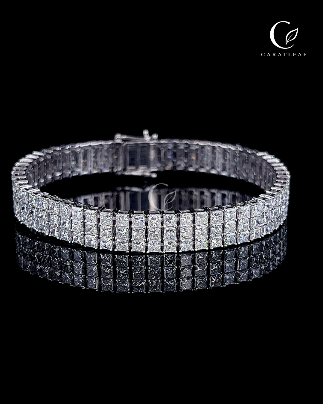 Regal Princess-Cut Three-Row Bracelet