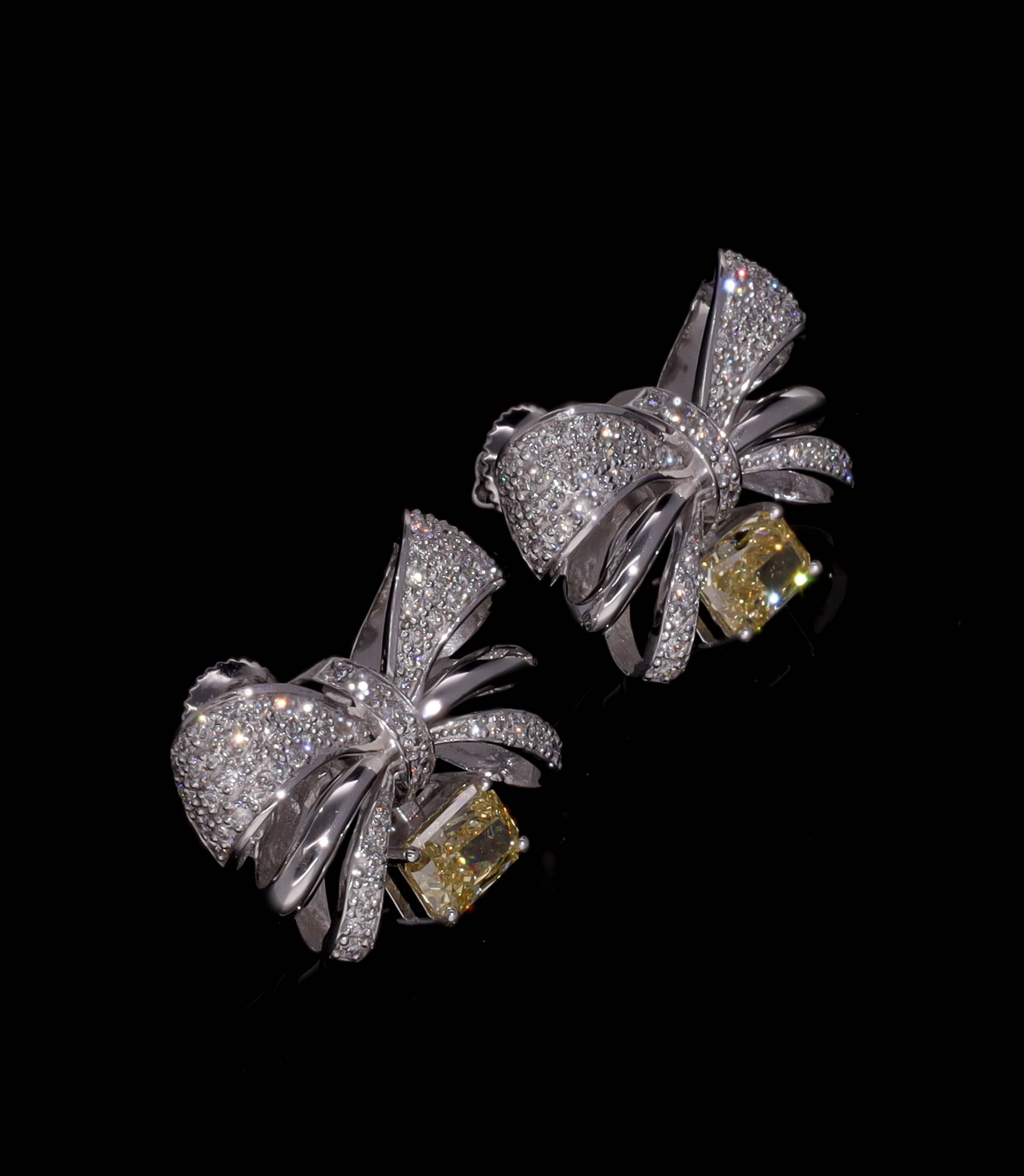 Ribbon Bow Yellow Drop Earrings