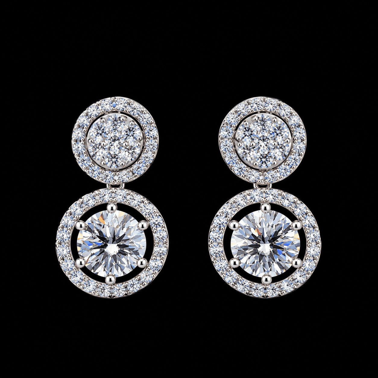 Orbit halo jacket stud earrings