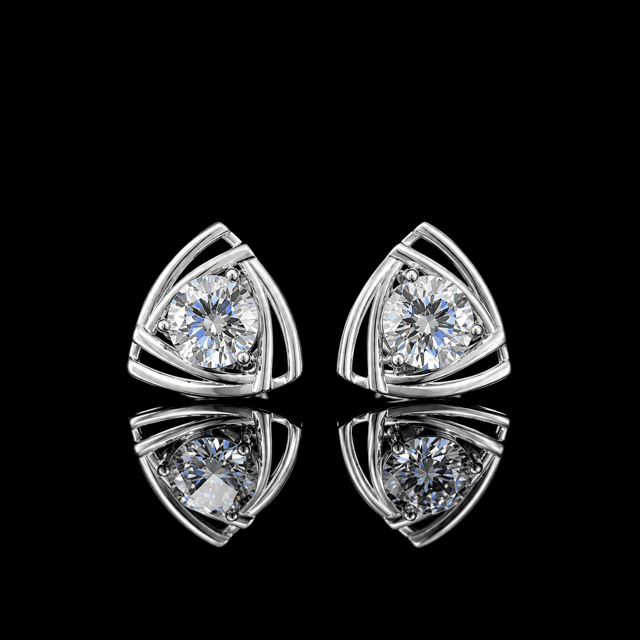 Trine Solitaire Stud Earrings